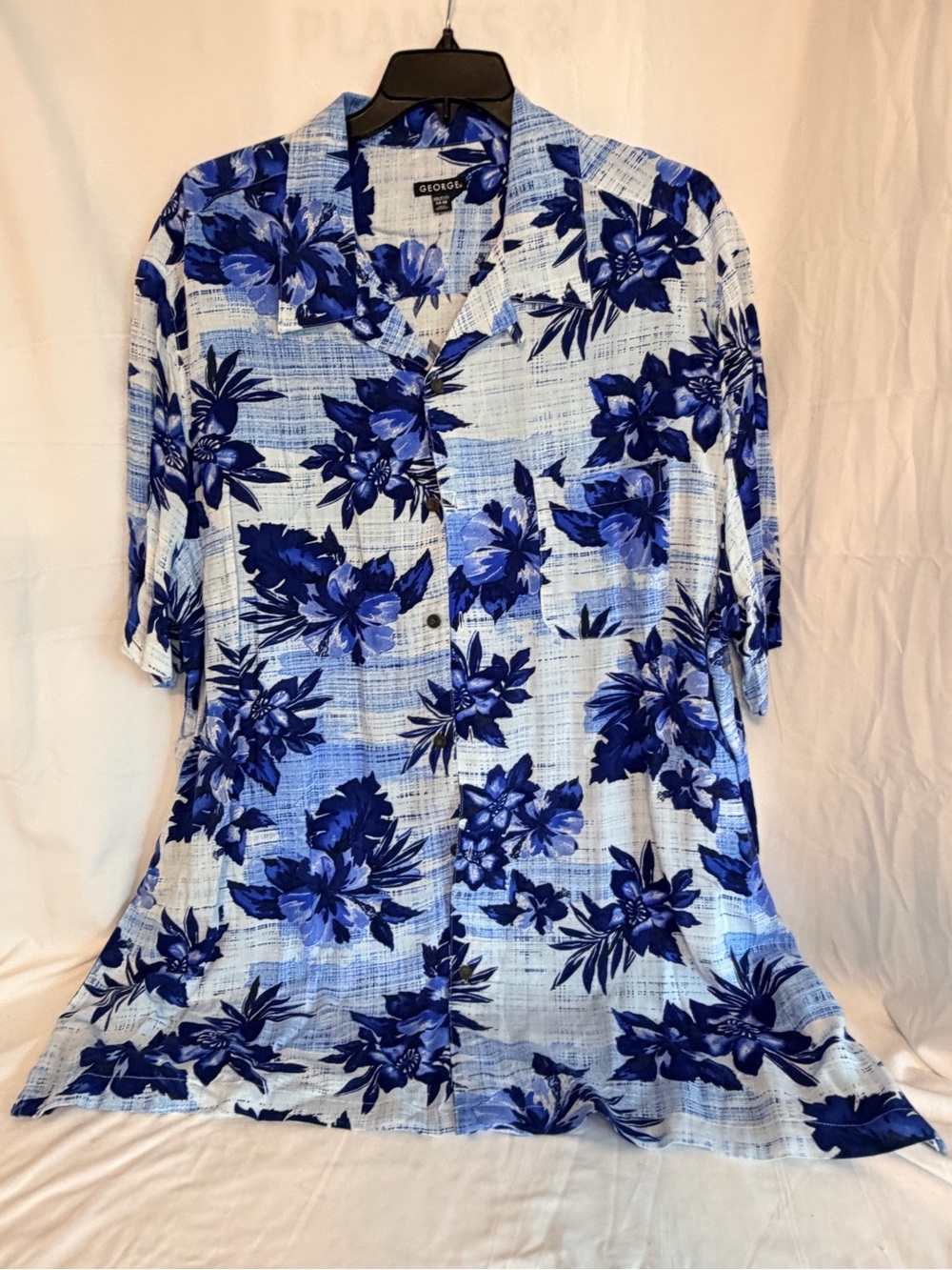 George Blue tropical Hawaiian Button-Up Shirt 3xL
